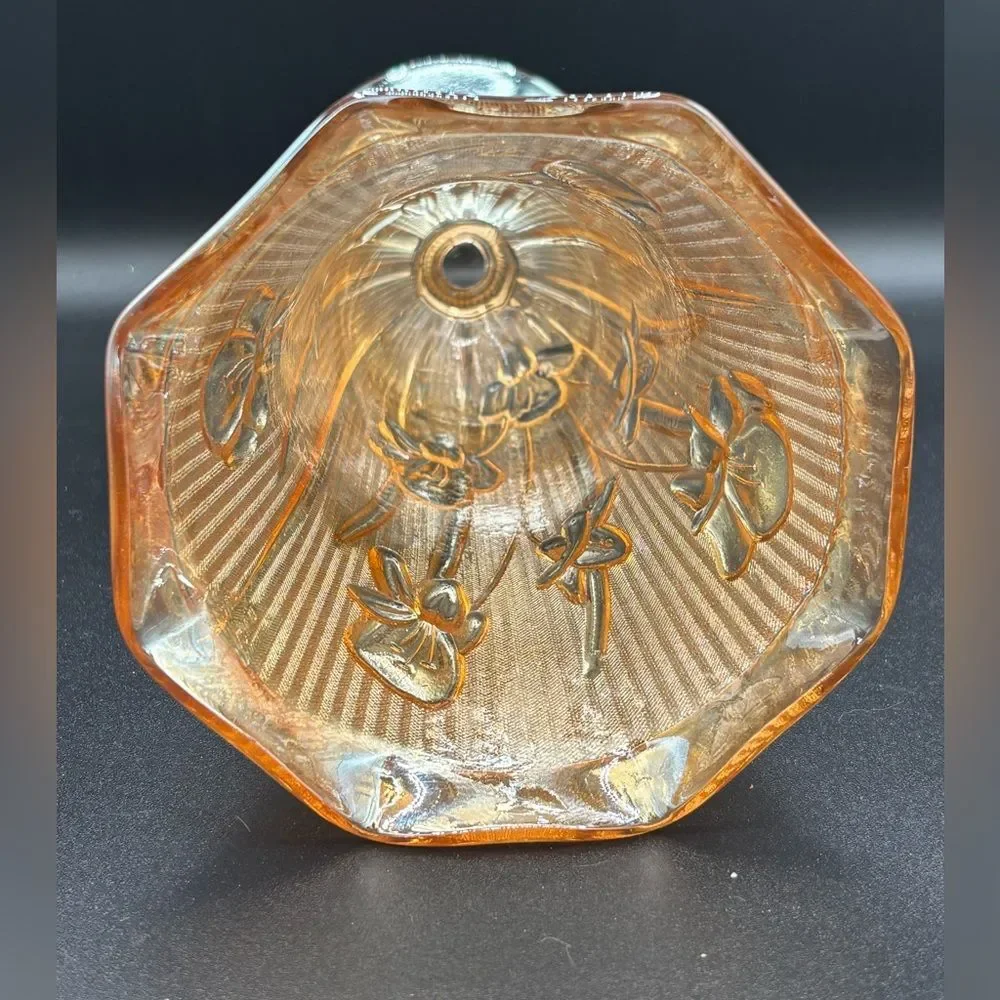 Carnival Glass Footed Vase JEANETTE 9